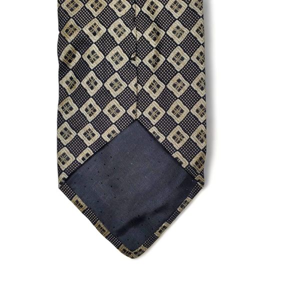 FROG 100% Silk Neck Tie Black Brown Diamond Checkered Vintage Look Made in Italy - Picture 4 of 8
